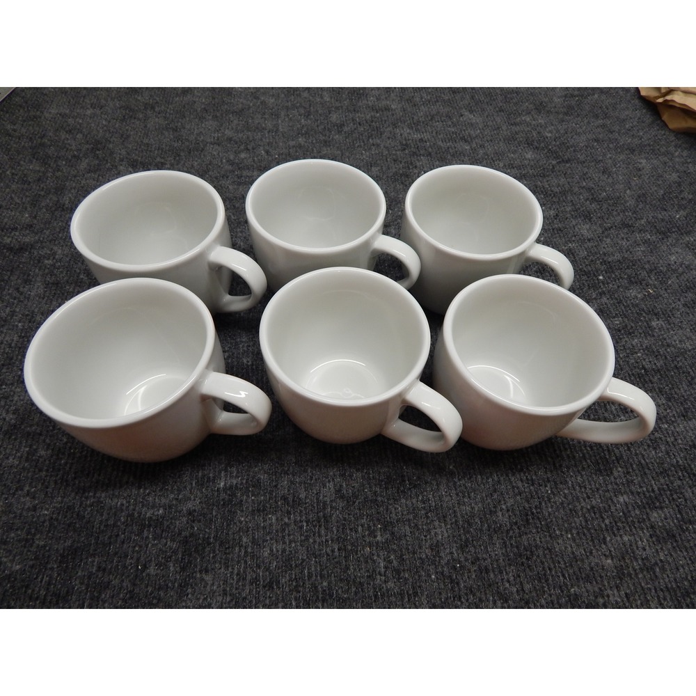 Tuxton White Vitrified China Coffee Mugs Set of 6 Restaurant Ware 3 Inch